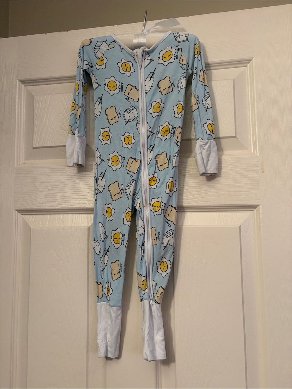Little Sleepies Blue Footless Pajama Set with Toast & Sunny Egg Print 6-12mo